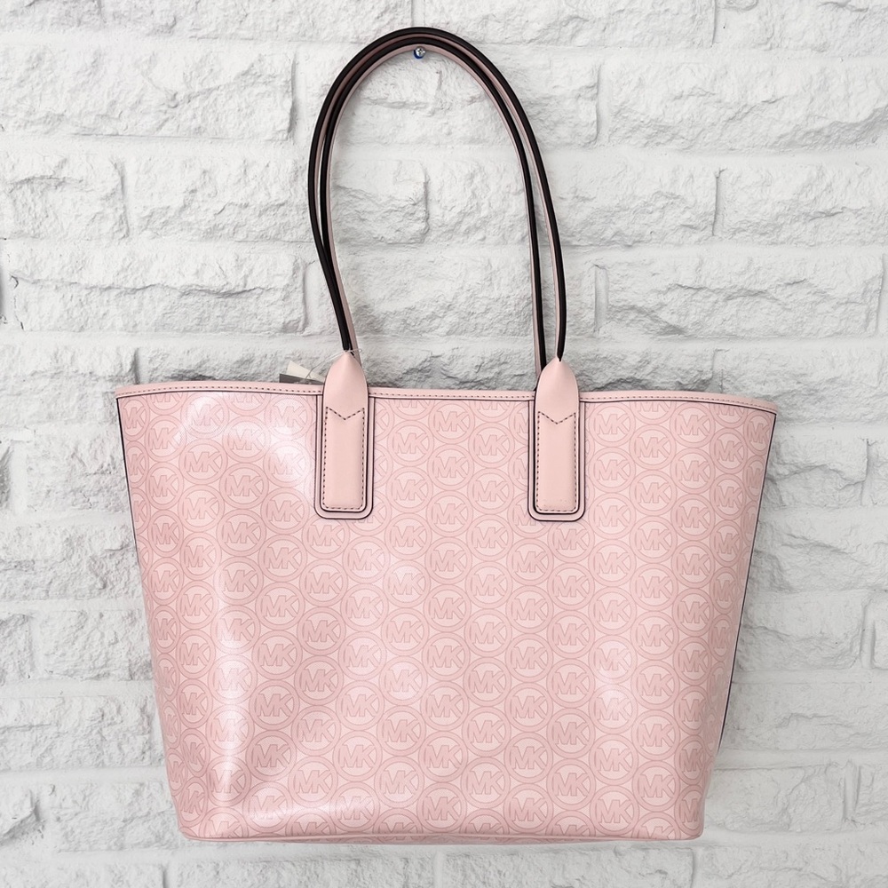 NWT Michael Kors Pink ‘Jodie’ Monogram Jacquard Large Tote Bag in “Powder Blush” - Picture 5 of 10